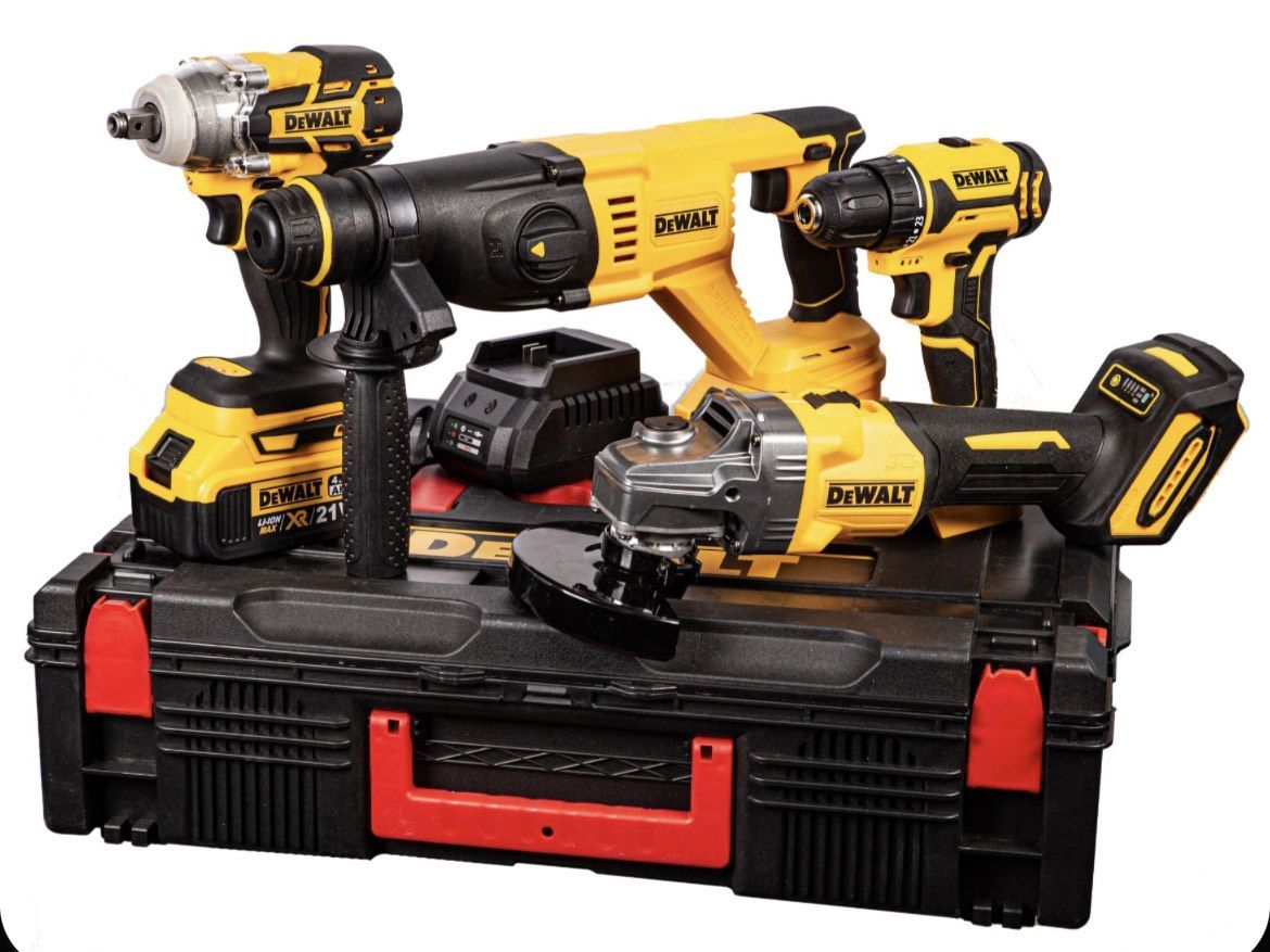 Набор электроинструментов аккумуляторных 4в1 Dewalt 18V /болгарка, гайковерт, перфоратор, дрель шуруповерт