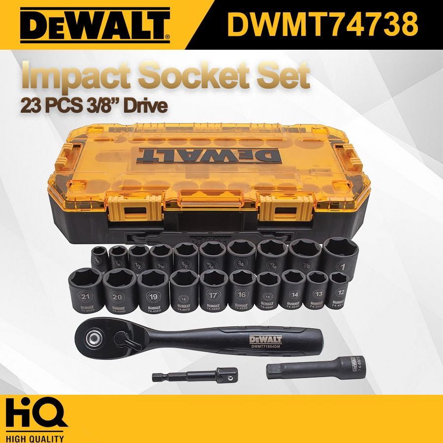 DEWALT23предметов,наборторцевыхголовок,Impact,3/8",Metric/SAE,торцевыхголовокстрещоткой,сфутляромдляхранения,DWMT74738