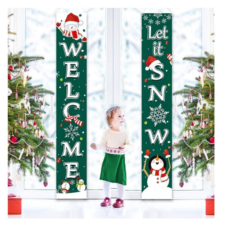 Новогодний вывеска баннер с надписью MERRY CHRISTMAS/ WELCOME CHRISTMAS декор