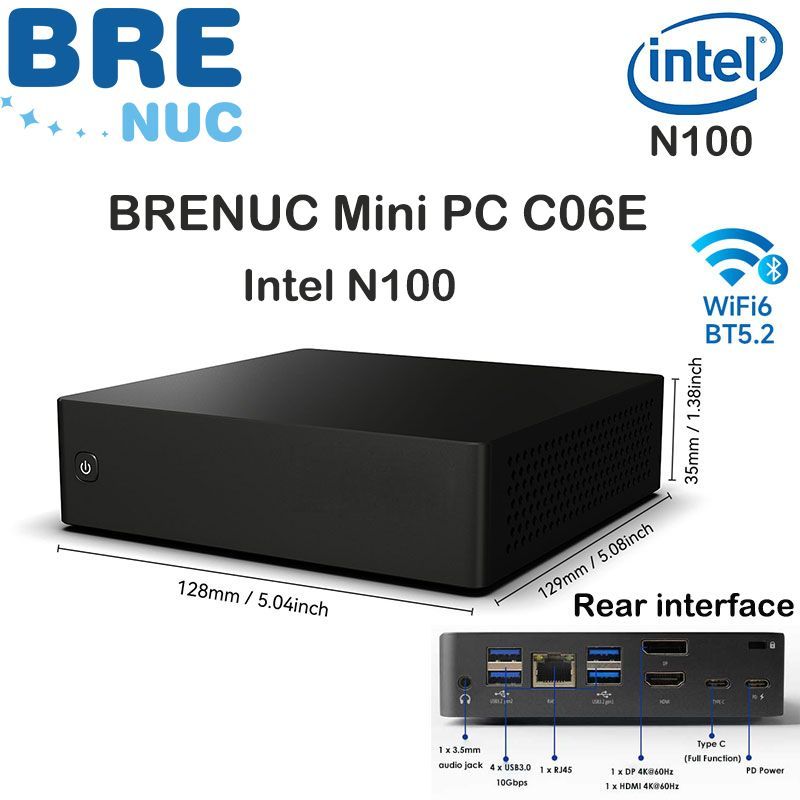 BRENUCМини-ПКC06E(IntelAlderLakeN100,RAMОтсутствует,IntelUHDGraphics,БезОС),черный