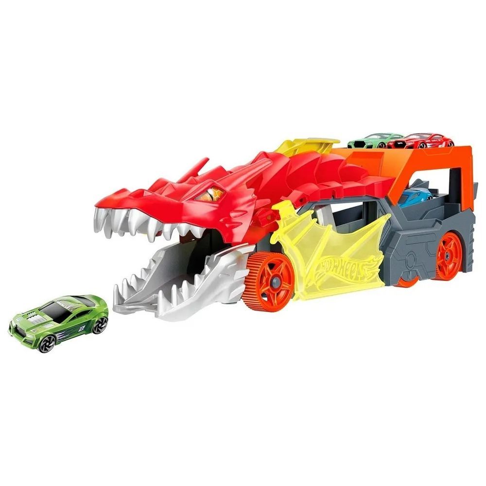 Hot Wheels Грузовик Разъяренный дракон с хранилищем для машинок GTK42