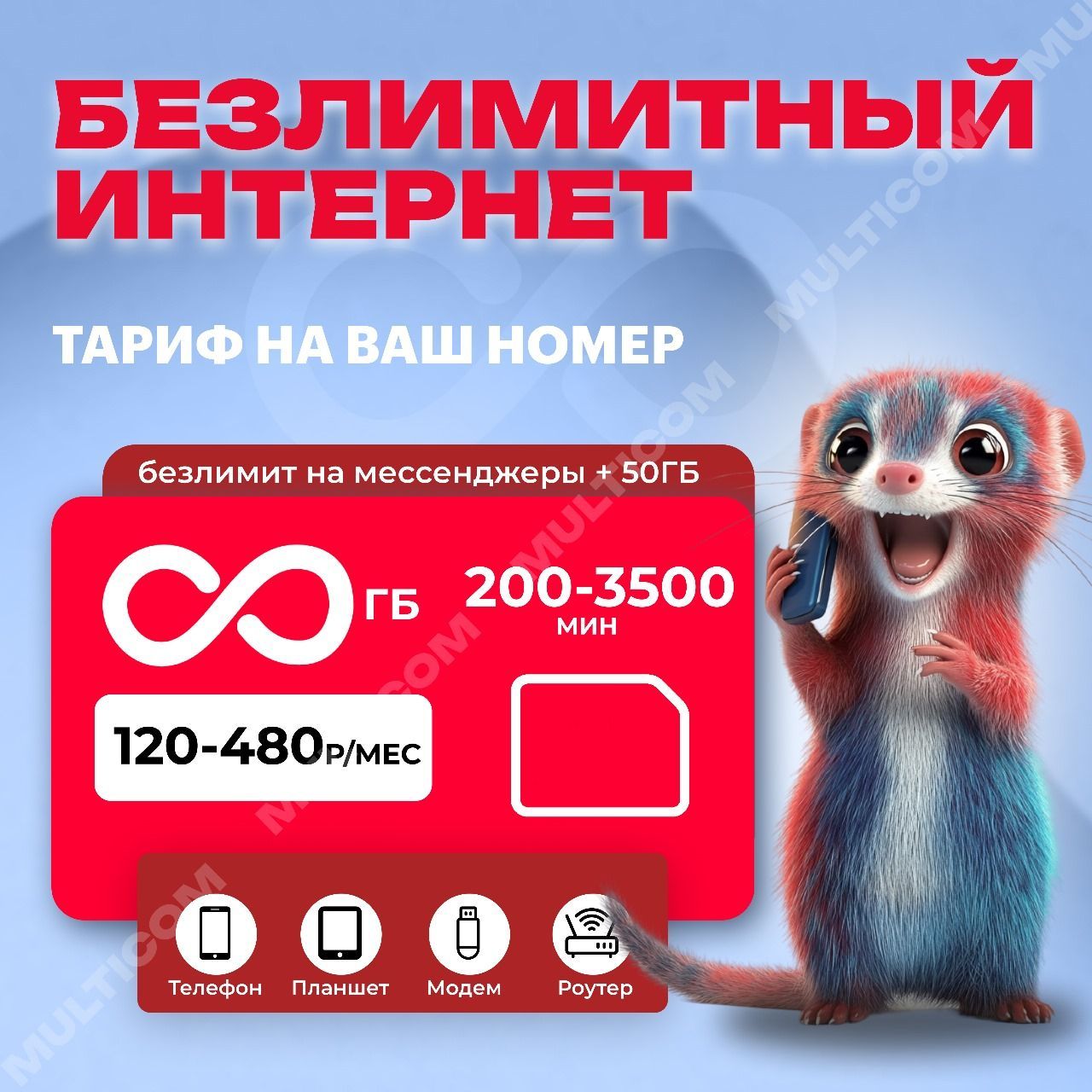 SIM-картаSIM-картасбезлимитныминтернетом(ВсяРоссия)