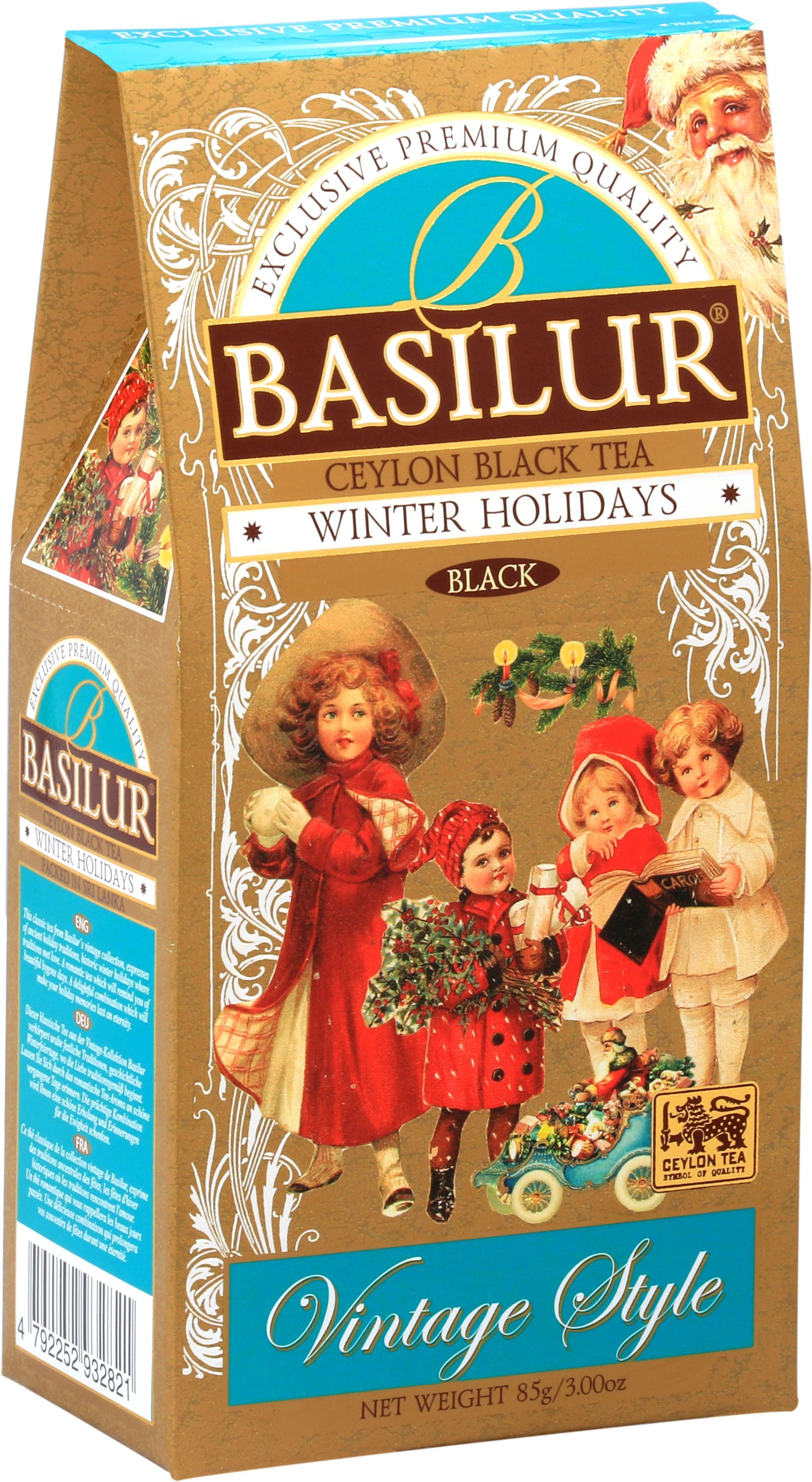 чай новогодний, Basilur ВИНТАЖ "Зимние каникулы, чай в подарок, 85г