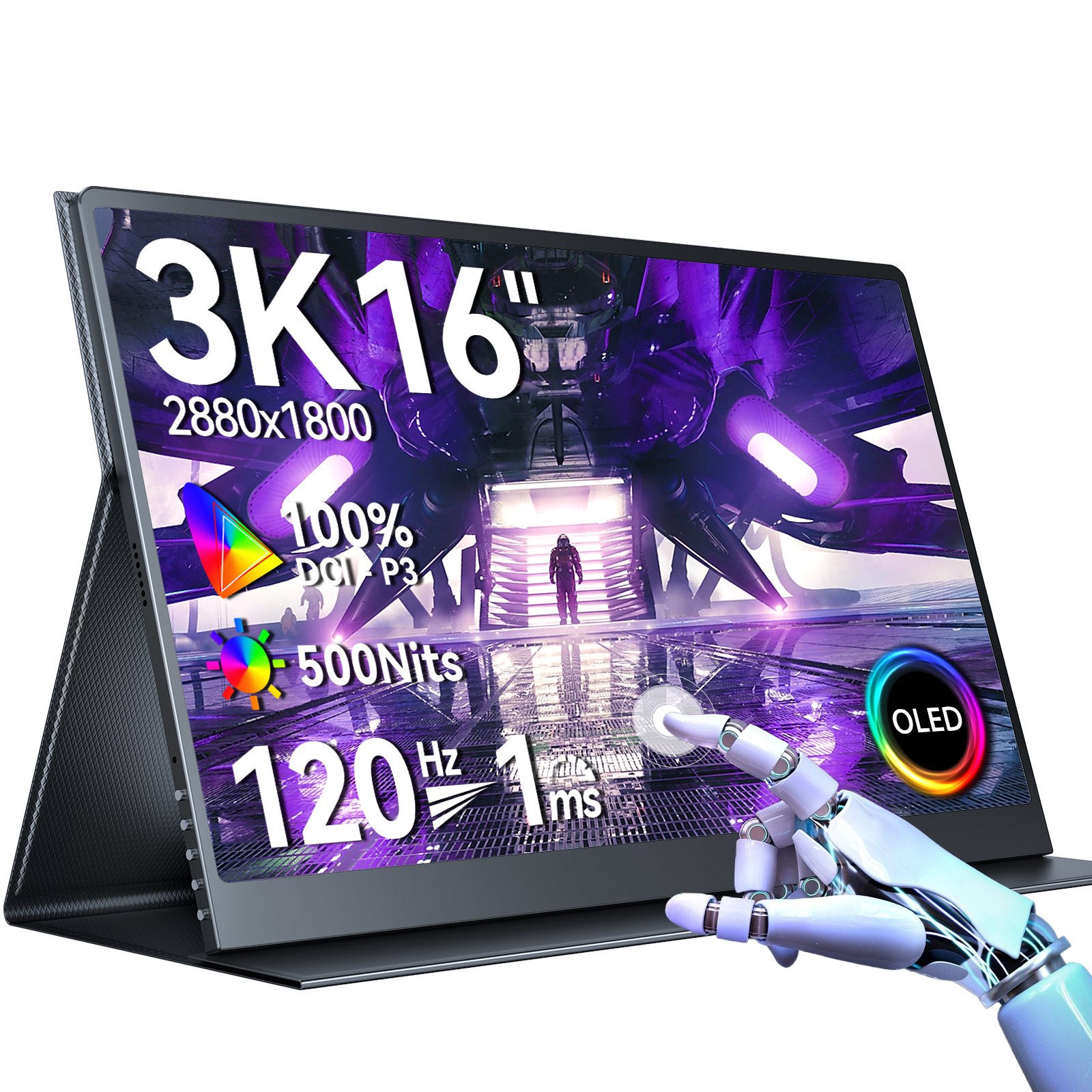 UPERFECT16"МониторOLEDUColorO2сенсорный3K2880x180016:10120Hz,черный