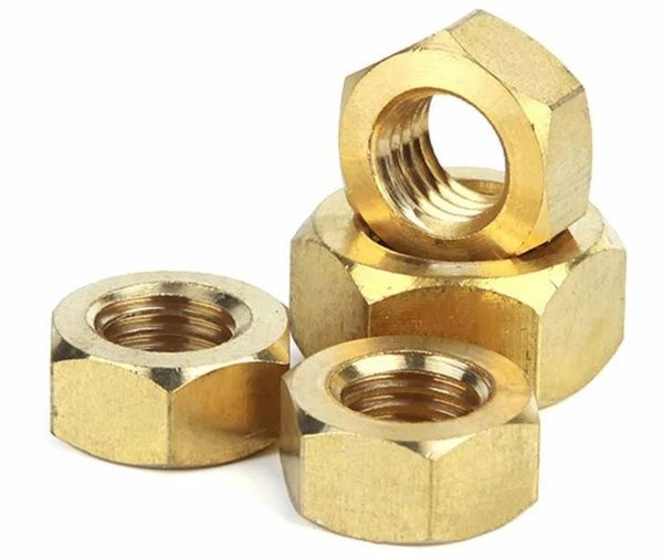 ГайкаМ10x1.5латуннаяDIN934шестигранная,2шт
