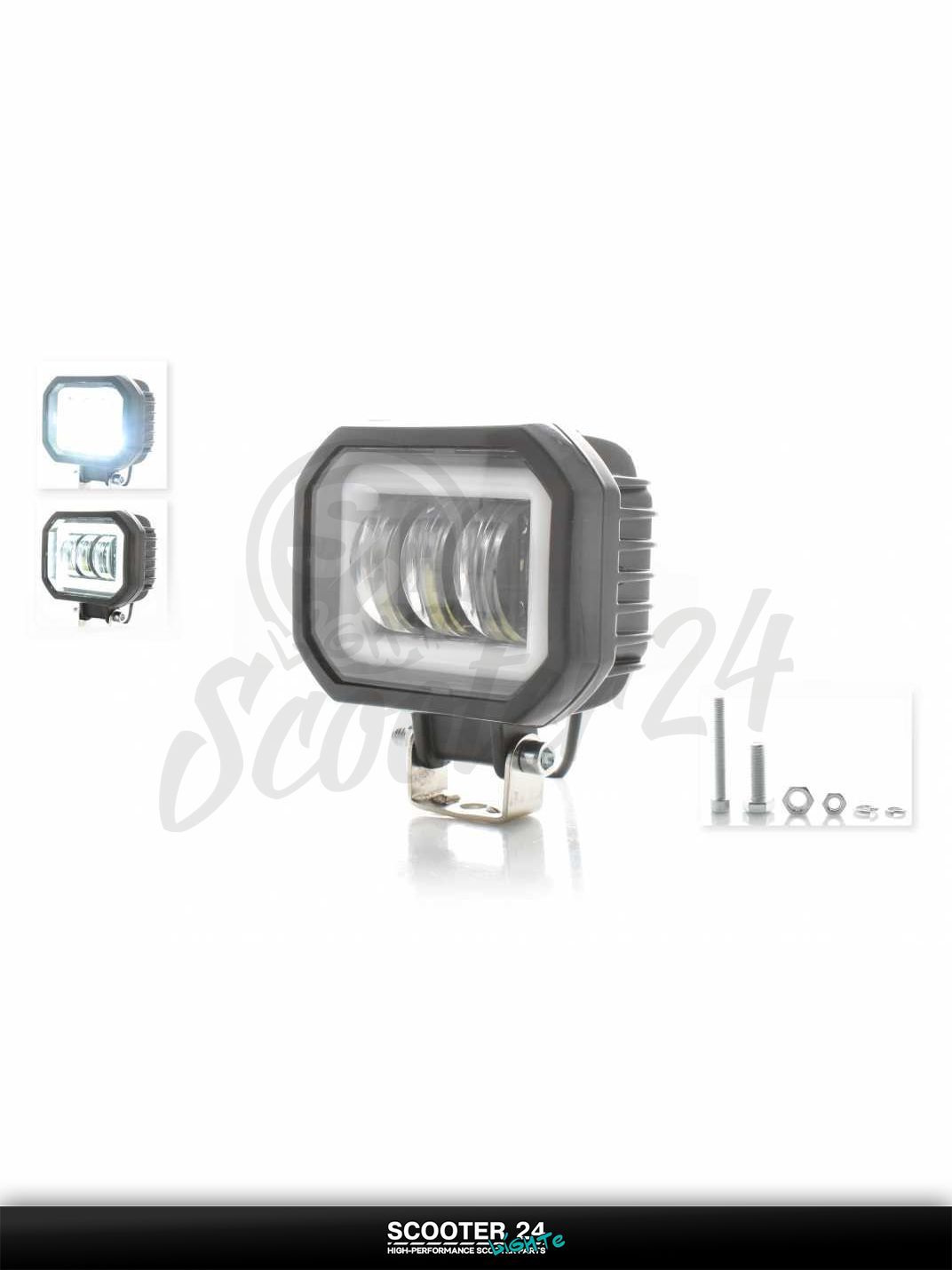 Фара дополнительная диодная на мотоцикл и другую мототехнику, прямоугольная 94 74, белый габарит #A24 4Z1