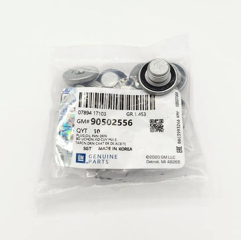 СливнаяпробкамасляногоподдонадвигателяGM90502556OpelAstra,Corsa,Insignia,Mokka,Vectra/ChevroletAveo,Cruze,Orlandoидр.