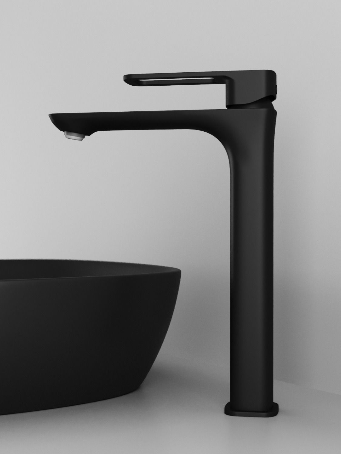 Фото товара на маркетплейсе ozon Высокий смеситель для накладной раковины, латунь, черный матовый, IDDIS, Slide, SLIBL01i01