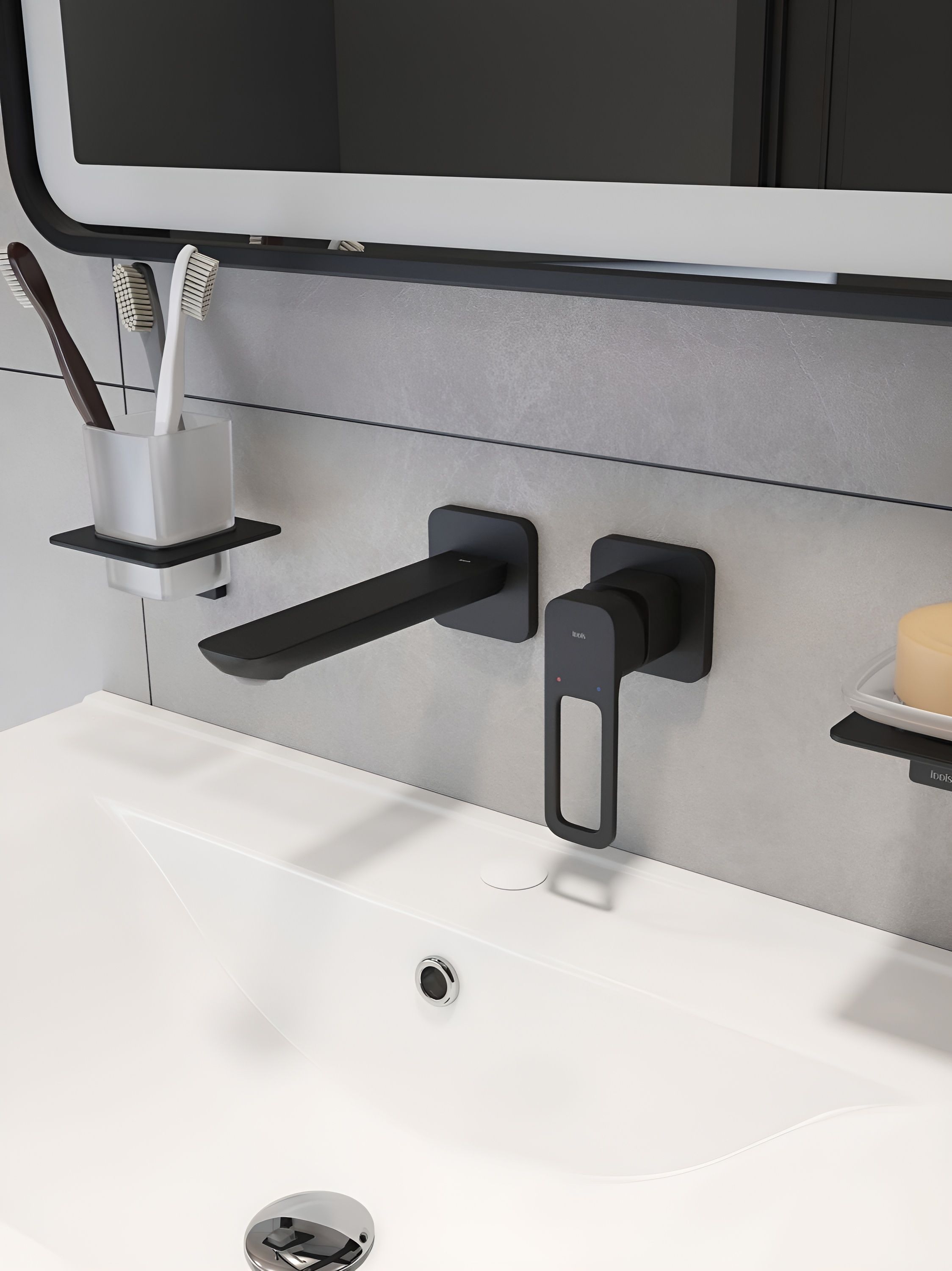 Фото товара на маркетплейсе ozon Встраиваемый смеситель для раковины, IDDIS, черный матовый, Slide, SLIBL00i65