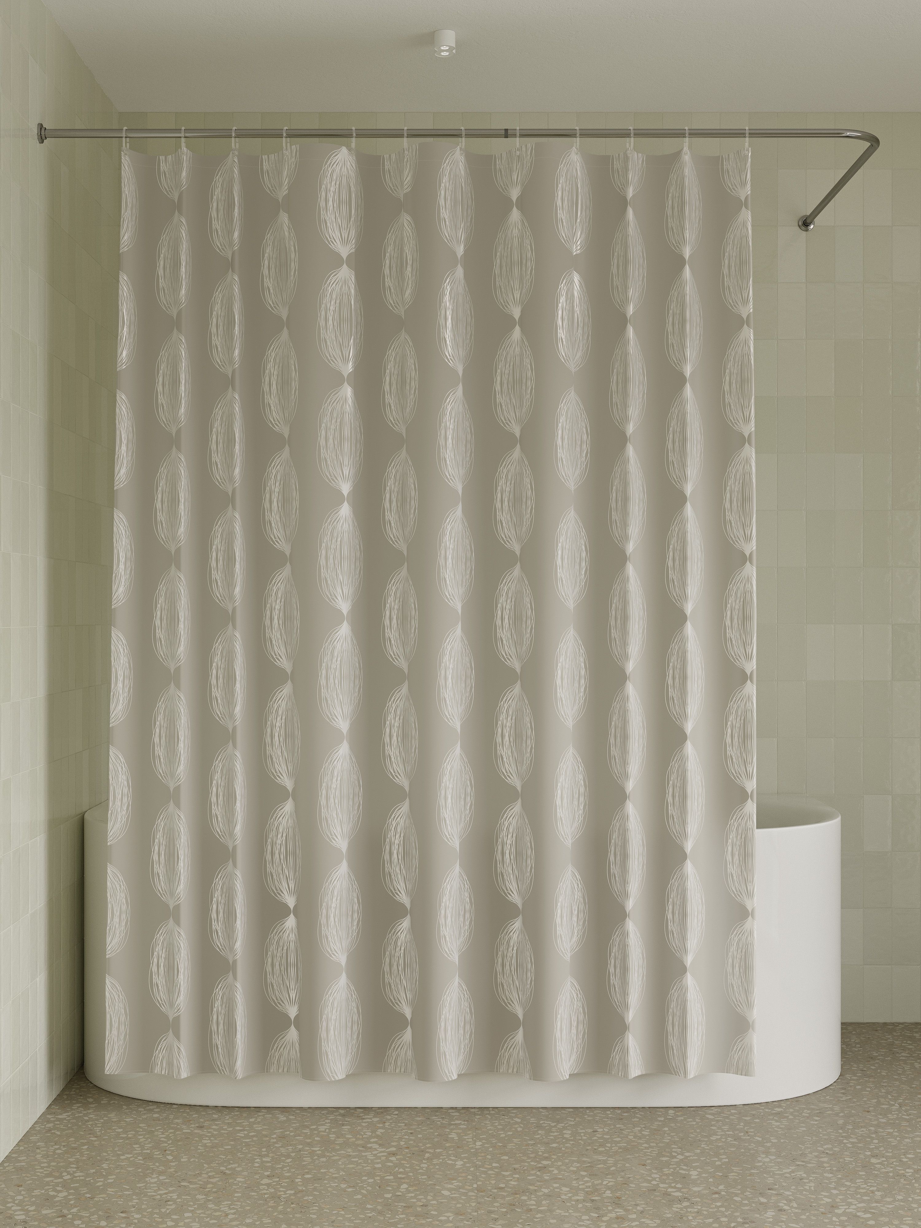 Фото товара на маркетплейсе ozon Штора для ванной комнаты и душа IDDIS, 180x200 см, тканевая, водонепроницаемая, полиэстер, с кольцами, BD05P18i11