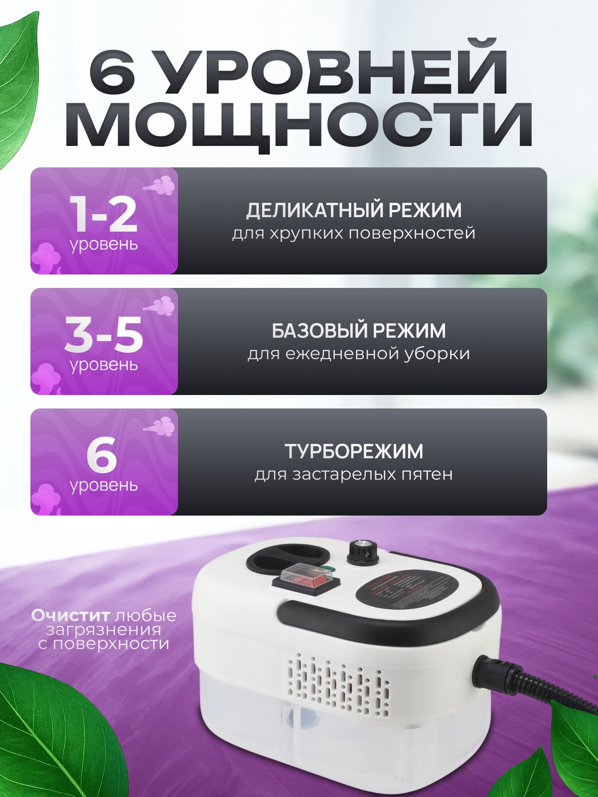 Пароочиститель для уборки дома мощный 2500 Вт , пароочиститель професс(图1)