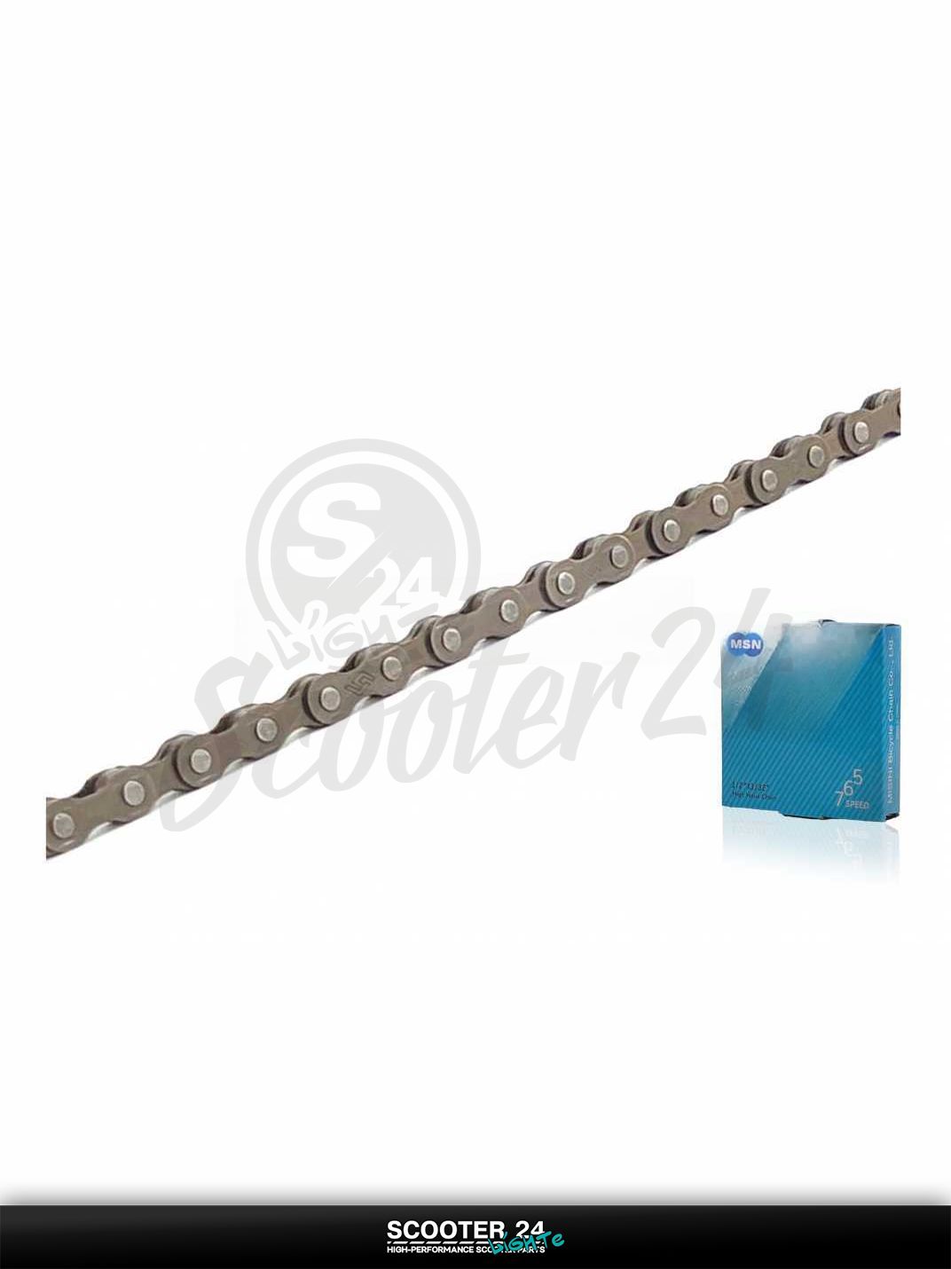 Цепь трансмиссии приводная для мотоцикла усиленная вело 116 L звеньев 1/2 -3/32 5/6/7 скоростей "MSN" #LT-011