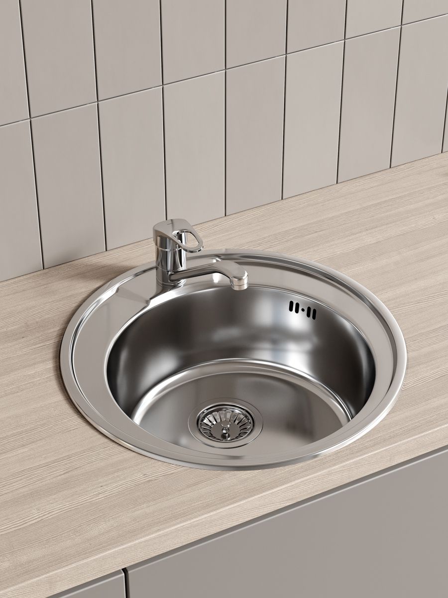 Фото товара на маркетплейсе ozon Мойка для кухни, врезная, нержавеющая cталь, полированная, IDDIS, Basic, BAS51P1i77