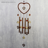 Музыка ветра "Сердце с сердечками" 4 трубки 5 колокольчиков