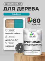 Акриловая Грунт-Эмаль 3 в 1 Malare для деревянных поверхностей с антисептическим эффектом, быстросохнущая, моющаяся без запаха матовая, тиффани, 1 кг