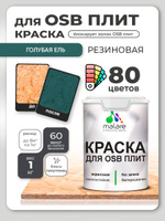Резиновая краска для ОСБ плит Malare акриловая краска для дерева для наружных и внутренних работ, быстросохнущая без запаха полуглянцевая, голубая ель, 1 кг