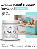 Резиновая краска Malare для детской мебели для кухонных фасадов, мебели из дерева, моющаяся, быстросохнущая, без запаха, полуглянцевая, аквамарин, 0.5 кг