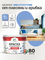 Влагостойкая краска от плесени и грибка Malare Professional акриловая для кухни, ванной комнаты, для сырых помещений, быстросохнущая без запаха, стальной голубой, (9л - 13кг)