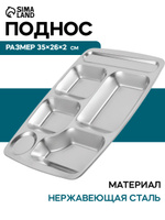 Поднос металлический прямоугольный, 6 секций, 35х26 см