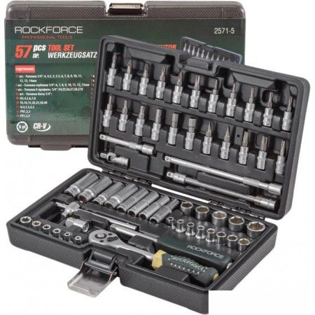 Набор трещотка с головками и битами RockForce RF-2571-5 (57 предметов ...