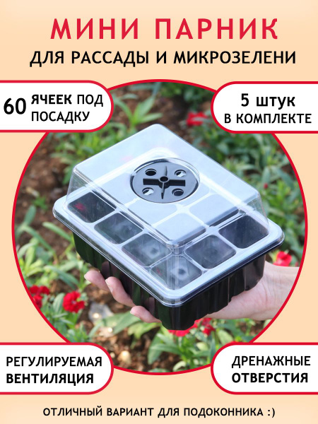 Набор мини парники 5 штук для рассады, микрозелени, растений и семян ...