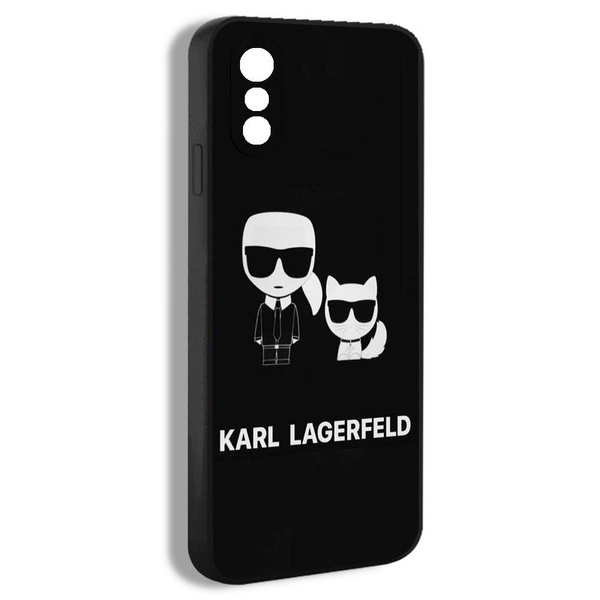 чехол для айфон iPhone X Карл Лагерфельд логотип черный Karl Lagerfeld ...