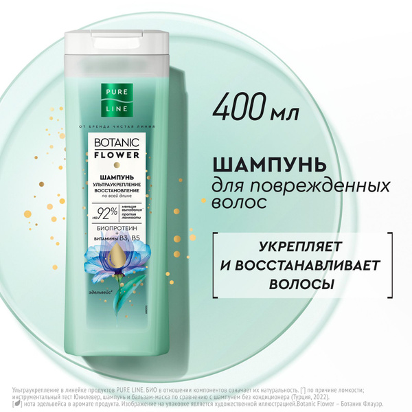 Шампунь для волос женский Pure Line ультраукрепление и восстановление с ...