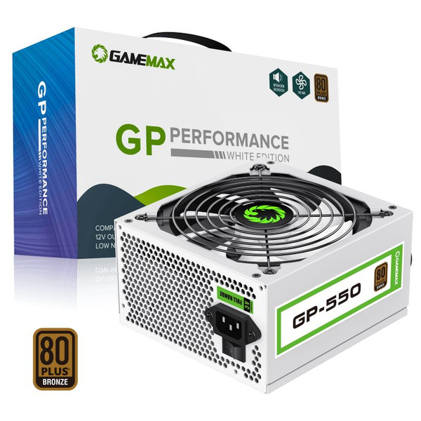 Блок питания GameMax GP-550 (Белый 550W Bronze 140мм 20+4pin 4+4pin(CPU ...