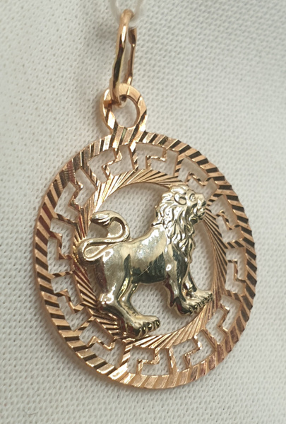 Подвеска золотая 585 пробы. Знак гороскопа Лев. Изящный, стильный кулон ...