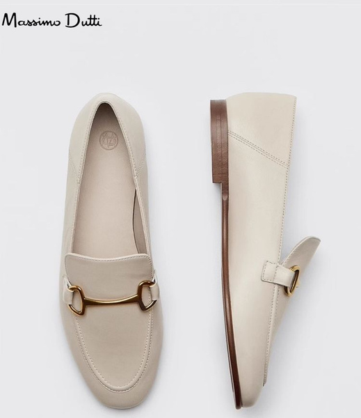 Лоферы Женский Massimo Dutti белый, размер 38 Без каблука На любой ...