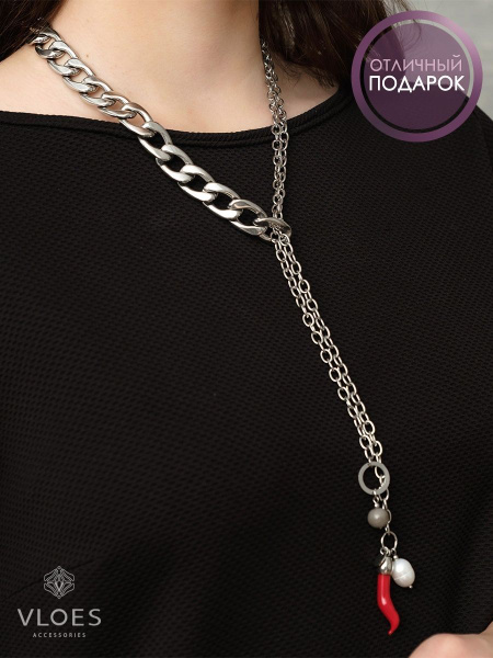 Колье женское Vloes Paprika бижутерия на шею муранское стекло мурано ...