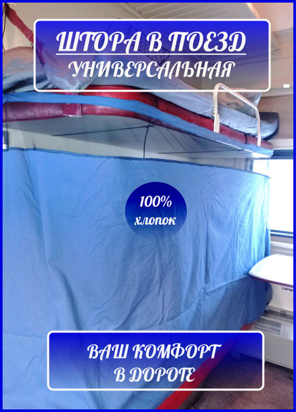 Занавеска нитяная Штора-занавеска в поезд, плацкарт, синий, 100х223см ...
