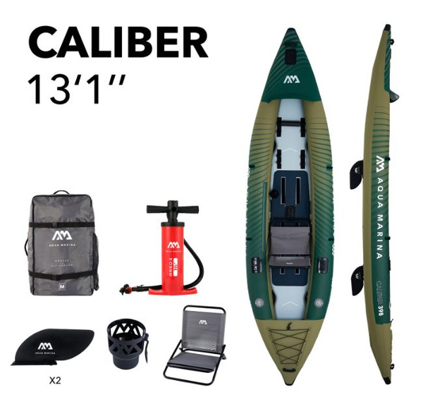 Каяк надувной AQUA MARINA Caliber-398 S24 одно-двухместный для рыбалки ...