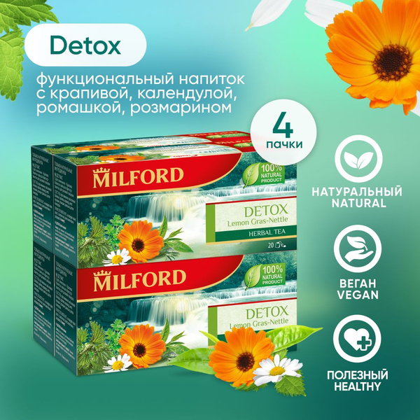 Травяной чай Milford Detox в пакетиках Милфорд Детокс чайные травы 4 ...