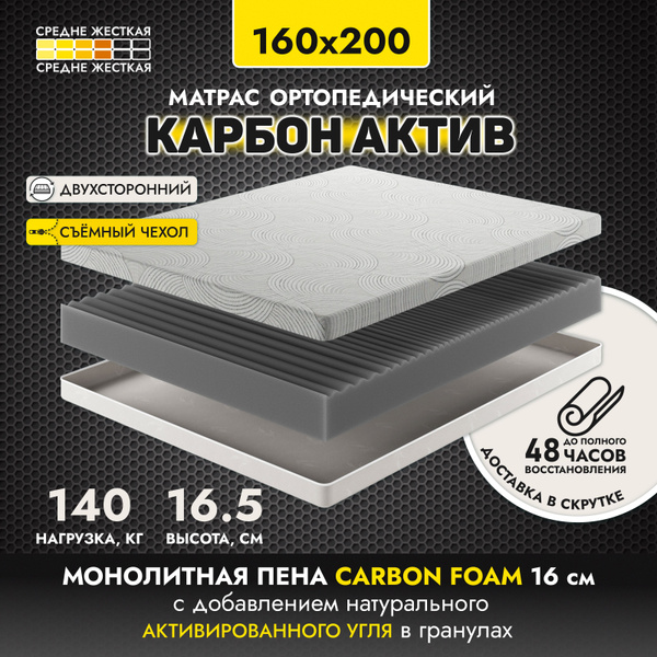 Матрас AMI MEBEL Карбон Актив, Беспружинный, 160 - купить по выгодной ...