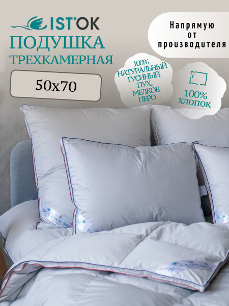 Подушка IST'OK, 50x70 см, наполнитель Гусиный пух, - купить по выгодной ...