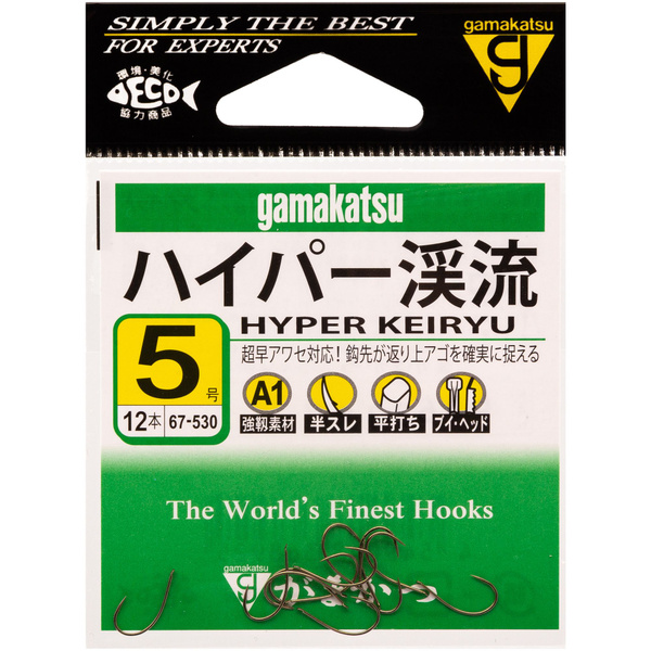 Крючки одинарные Gamakatsu HYPER KEIRYU BR #5 (12 шт) / Японское ...