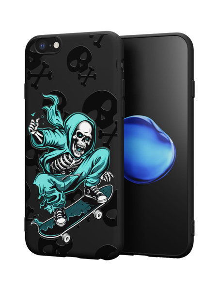 Силиконовый чехол Mcover для iPhone 6/6s (Айфон 6с), Скелет скейтер ...