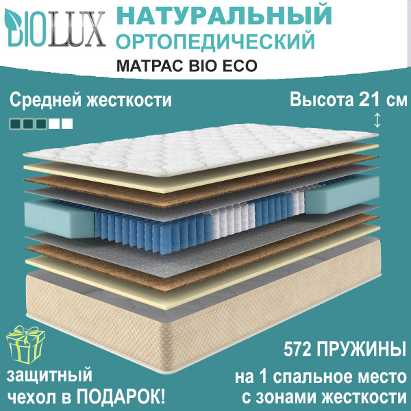 Матрас BIOLUX Bio Eco, С зональным пружинным блоком, 90 - купить по ...