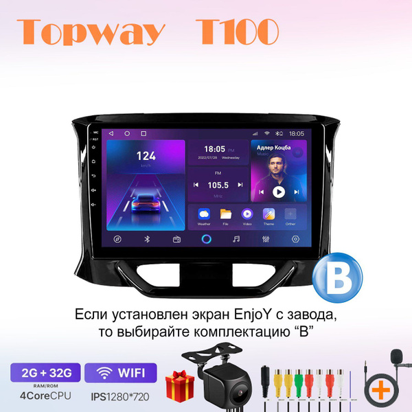 Магнитола Topway T100 (TS7/T7S) 4 ядра 2+32Гб Lada Лада Xray ...