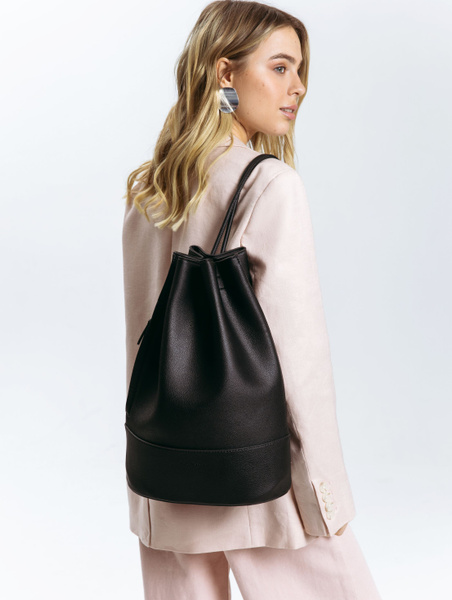 Рюкзак черный кожаный мешок кисет - купить с доставкой по выгодным ...