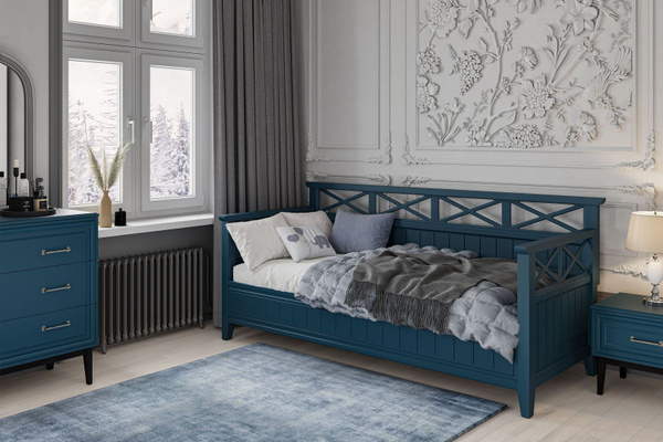"Эльза" Кровать односпальная 80х200 с 2-мя ящиками, сапфир - купить с ...