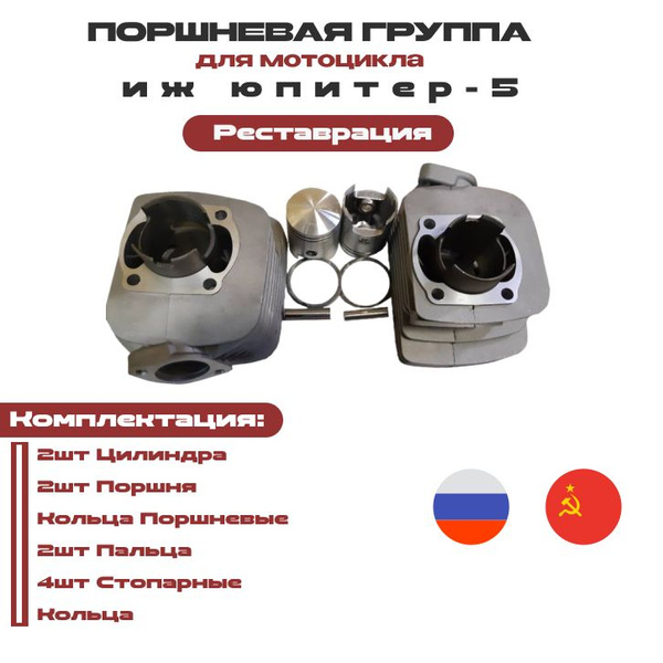 Поршневая группа мотоцикла Иж Юпитер 5 (Реставрация) Первый ремонт ...