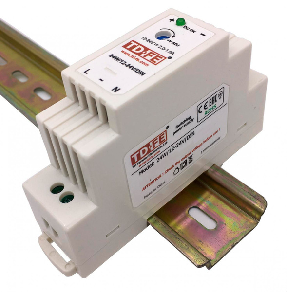 24W/12-24V/DIN импульсный блок питания на DIN-рейку (модульный) Faraday ...