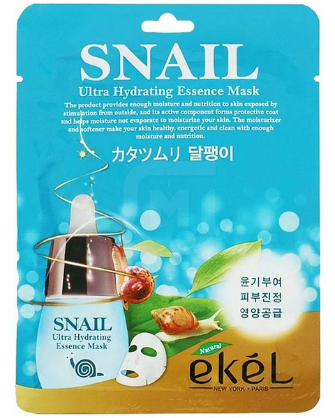 Ekel / Маска тканевая для лица Snail с муцином улитки, 25мл, 10шт ...