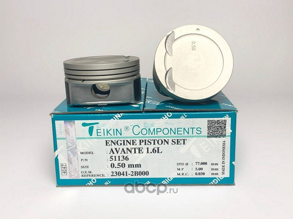 Поршень ДВС TEIKIN 51136050 ПОРШНИ БЕЗ КОЛЕЦ HYUNDAI 1,6 16V G4FC (к-т ...
