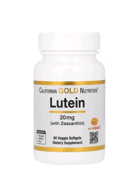 California Gold Nutrition, лютеин с зеаксантином, 20 мг, 60 ...
