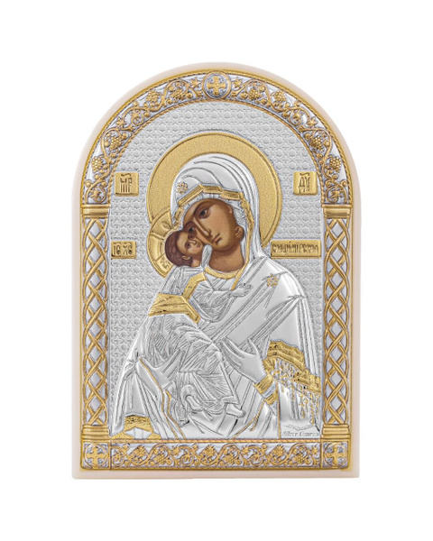Икона серебряная, греческая Владимирская БМ, 62х88мм. - купить по ...