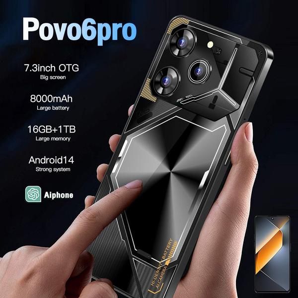 Характеристики Мобильный телефон Новый смартфон Povo6pro 2024, 7,3 ...