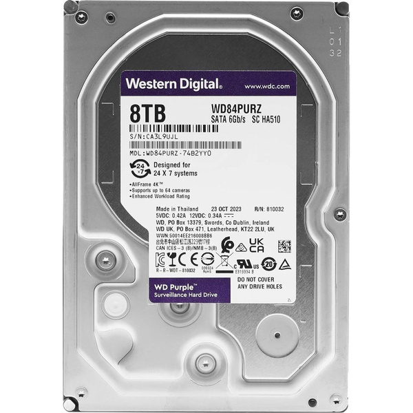 8 ТБ Внутренний жесткий диск Western Digital Purple 128 (WD84PURZ ...